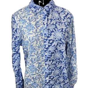 NEW J.MCLAUGHLIN Womens Button Up Shirt Blue Size XL Lois Top Mini Bloomsbury